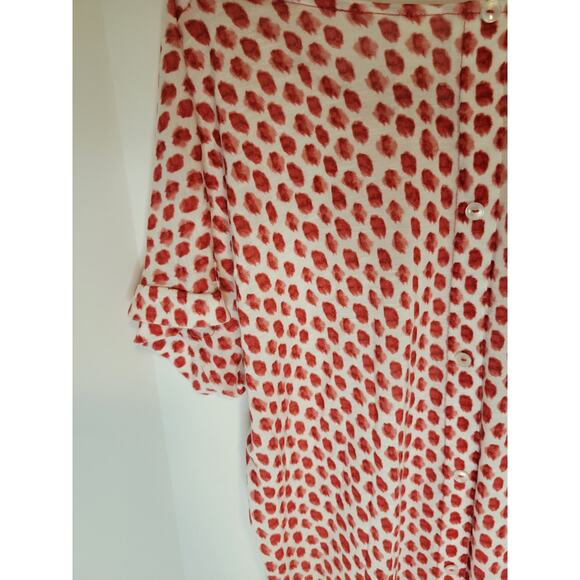 Women's Chico's Lightweight Red and White Polka Dot T-Shirt Size 0 (small 4) - Picture 5 of 9